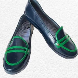 Nomad Rain Shoes 8M Ballet Flats Rubber Boots Women Navy Blue Green Mist